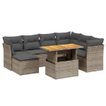 Set Divano da Giardino 8 pz con Cuscini Grigio in Polyrattan
