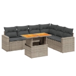 Set Divani da Giardino 7 pz con Cuscini Grigio in Polyrattan