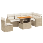 Set Divani da Giardino 7 pz con Cuscini Beige in Polyrattan