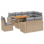 Set Divano da Giardino 9 pz con Cuscini Beige in Polyrattan
