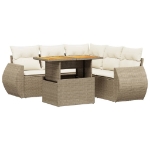 Set Divano da Giardino 6 pz con Cuscini Beige in Polyrattan