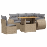 Set Divano da Giardino 6 pz con Cuscini Beige in Polyrattan