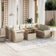 Set Divano da Giardino 10 pz con Cuscini Beige in Polyrattan