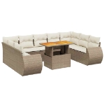 Set Divano da Giardino 10 pz con Cuscini Beige in Polyrattan