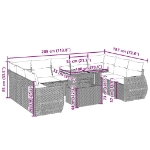 Set Divano da Giardino 10 pz con Cuscini Beige in Polyrattan