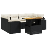 Set Divani da Giardino con Cuscini 7pz Nero Polyrattan