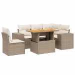 Set Divano da Giardino 6 pz con Cuscini Beige in Polyrattan