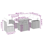 Set Divano da Giardino 6 pz con Cuscini Beige in Polyrattan