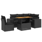 Set Divano da Giardino 6 pz con Cuscini Nero in Polyrattan