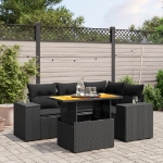 Set Divani da Giardino 5 pz con Cuscini in Polyrattan Nero