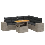 Set Divani da Giardino 7 pz con Cuscini Grigio in Polyrattan