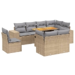 Set Divano da Giardino 9 pz con Cuscini Beige in Polyrattan
