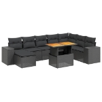 Set Divani da Giardino 9 pz con Cuscini Nero in Polyrattan