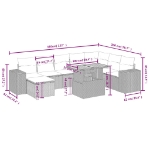 Set Divani da Giardino 9 pz con Cuscini Nero in Polyrattan