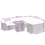 Set Divani da Giardino 10pz con Cuscini in Polyrattan Nero