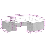 Set Divano da Giardino 10 pz con Cuscini Grigio in Polyrattan