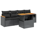 Set Divani da Giardino 5 pz con Cuscini in Polyrattan Nero
