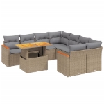 Set Divano da Giardino 9 pz con Cuscini Beige in Polyrattan