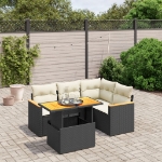 Set Divani da Giardino 5 pz con Cuscini in Polyrattan Nero