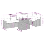 Set Divani da Giardino con Cuscini 7pz Nero Polyrattan