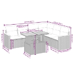 Set Divani da Giardino con Cuscini 7pz Nero Polyrattan