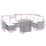 Set Divani da Giardino 9 pz con Cuscini Nero in Polyrattan