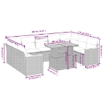 Set Divani da Giardino 11 pz con Cuscini in Polyrattan Nero