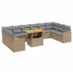 Set Divani da Giardino 11 pz con Cuscini Beige in Polyrattan