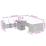 Set Divani da Giardino 11 pz con Cuscini in Polyrattan Grigio