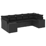 Set Divani da Giardino con Cuscini 7pz Nero Polyrattan