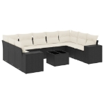 Set Divani da Giardino 10pz con Cuscini in Polyrattan Nero