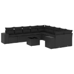 Set Divani da Giardino 11 pz con Cuscini in Polyrattan Nero