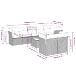 Set Divani da Giardino 9 pz con Cuscini Nero in Polyrattan