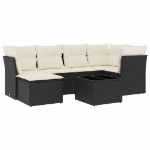 Set Divani da Giardino con Cuscini 7pz Nero Polyrattan
