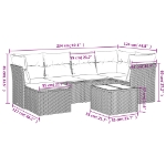 Set Divani da Giardino con Cuscini 7pz Nero Polyrattan