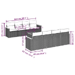 Set Divano da Giardino 9 pz con Cuscini Beige in Polyrattan