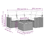 Set Divani da Giardino 5 pz con Cuscini in Polyrattan Nero