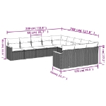 Set Divani da Giardino 11 pz con Cuscini in Polyrattan Nero