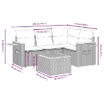 Set Divano da Giardino 5 pz con Cuscini Beige in Polyrattan