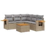 Set Divano da Giardino 6 pz con Cuscini Beige in Polyrattan