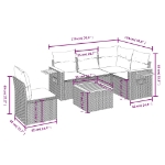 Set Divano da Giardino 6 pz con Cuscini Grigio in Polyrattan