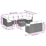 Set Divano da Giardino 10 pz con Cuscini Grigio in Polyrattan
