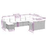 Set Divani da Giardino 10pz con Cuscini in Polyrattan Nero