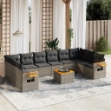 Set Divani da Giardino 11 pz con Cuscini in Polyrattan Grigio