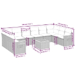 Set Divani da Giardino 11 pz con Cuscini in Polyrattan Grigio
