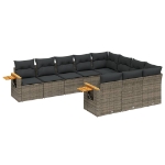 Set Divano da Giardino 10 pz con Cuscini Grigio in Polyrattan