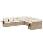 Set Divano da Giardino 10 pz con Cuscini Beige in Polyrattan