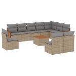 Set Divani da Giardino 11 pz con Cuscini Beige in Polyrattan