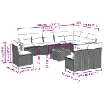 Set Divani da Giardino 11 pz con Cuscini Beige in Polyrattan