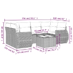 Set Divani da Giardino con Cuscini 7pz Nero Polyrattan